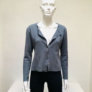 PEACOCK BLUE SWEATER BUTTON UP
